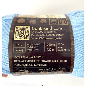 Lion Brand Yarn Pound of Love Worsted Pastel Blue 106 Skein 1020 yds 16oz
